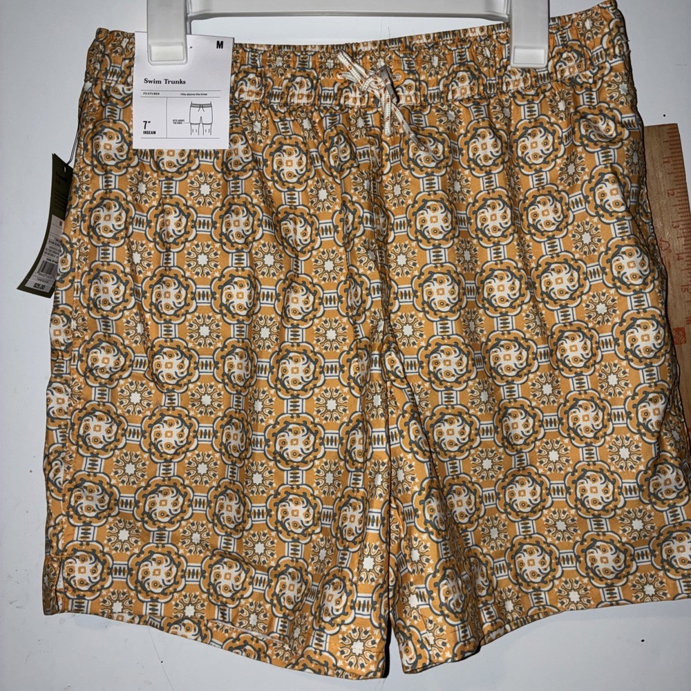 Goodfellow & Co Swim Shorts L Gold Medallion trunks Board vacation stretch